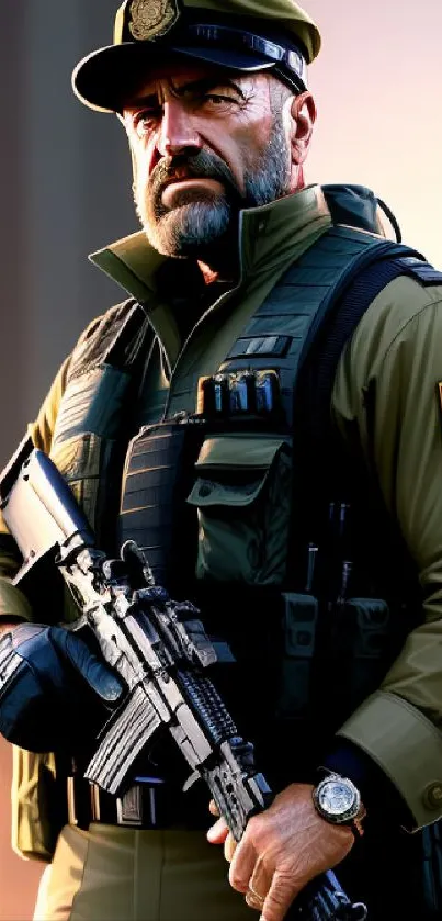 Elite soldier in tactical gear mobile wallpaper.