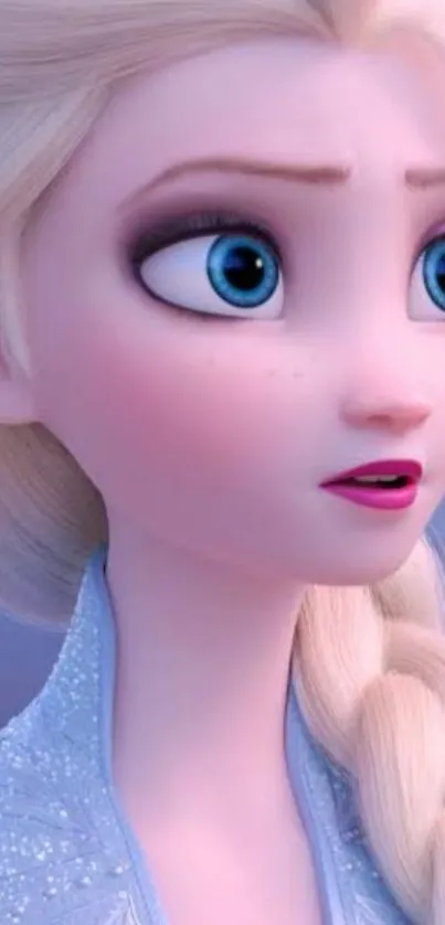 Elsa looking away with ice-blue eyes in Frozen wallpaper.