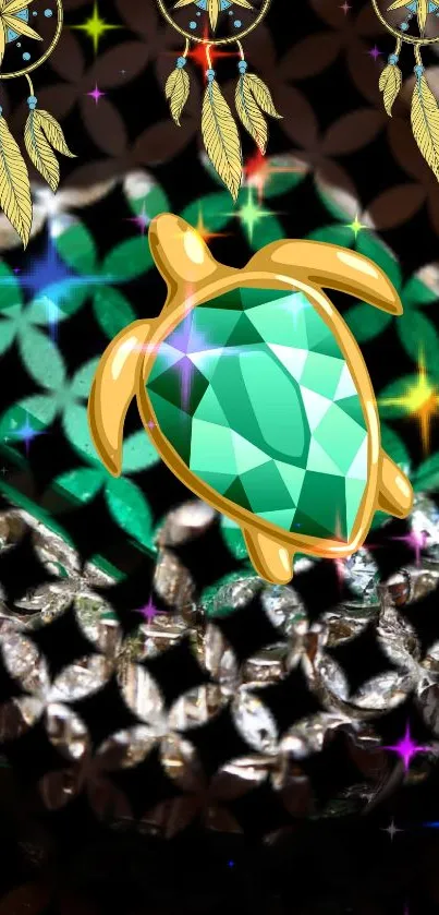 Exquisite emerald and diamond necklace on a dark surface.