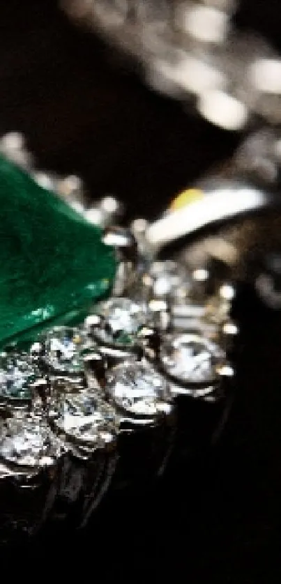 Dazzling emerald diamond necklace on a dark background.