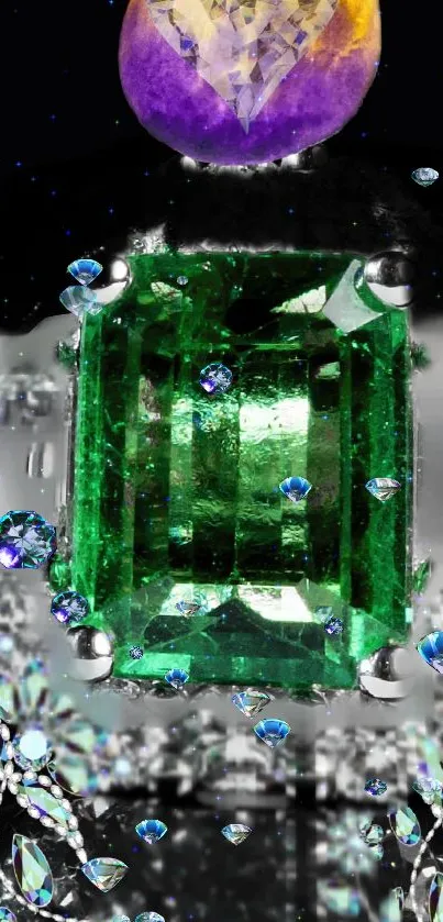 Emerald and diamond mobile wallpaper, vibrant and luxurious.