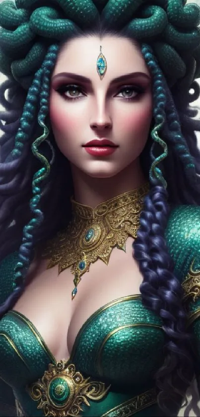 Enchanting emerald-themed fantasy art mobile wallpaper.