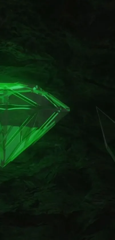 Luminous emerald gemstone with dark background