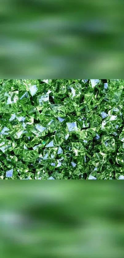 Emerald green crystal pattern wallpaper for mobile devices.