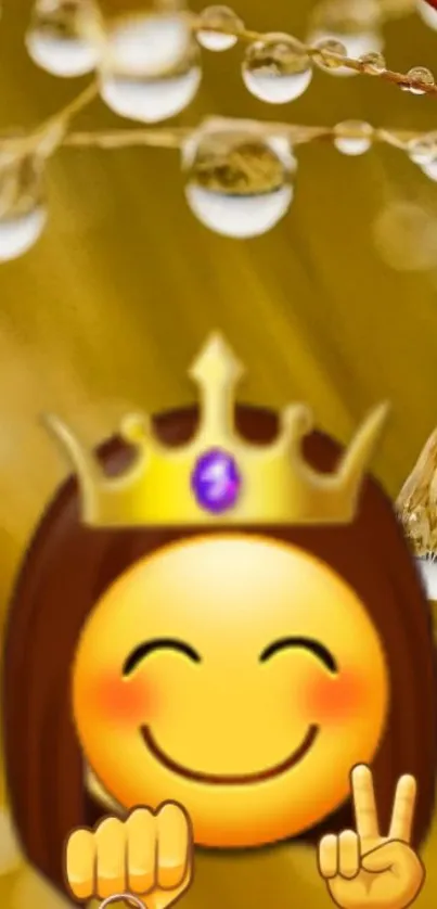 Emoji queen with golden nature background wallpaper.