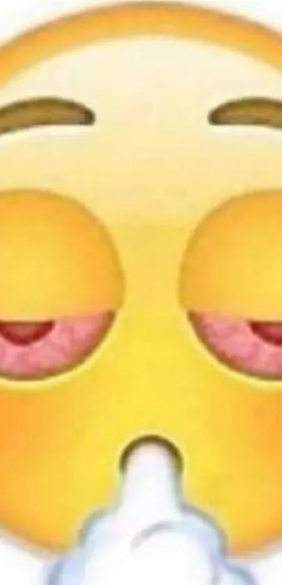 Funny sleepy emoji on a playful wallpaper.