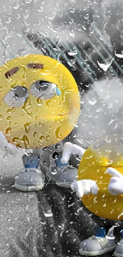 Crying yellow emojis with dreamy background.