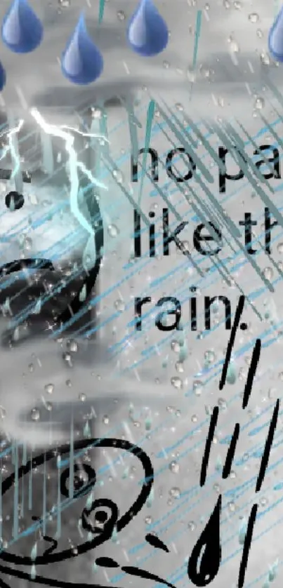 Abstract emotional wallpaper with rain and quote.