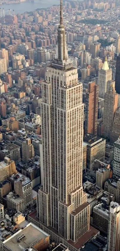 Aerial view of Empire State Building in NYC.