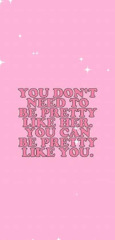 Pink wallpaper with motivational quote text.