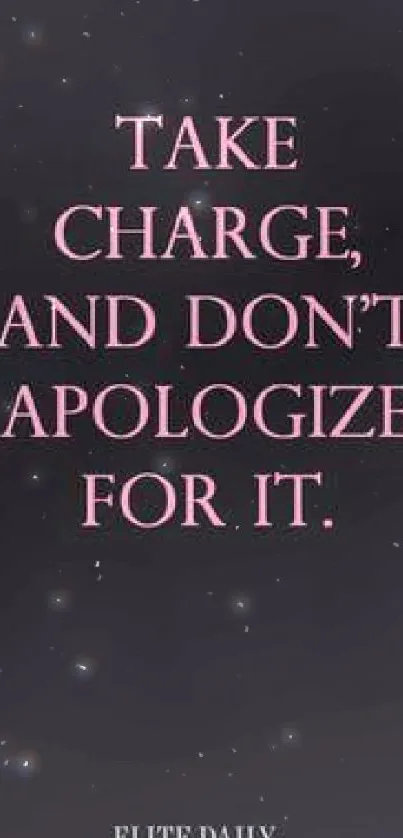 Inspirational quote on dark wallpaper with pink typography