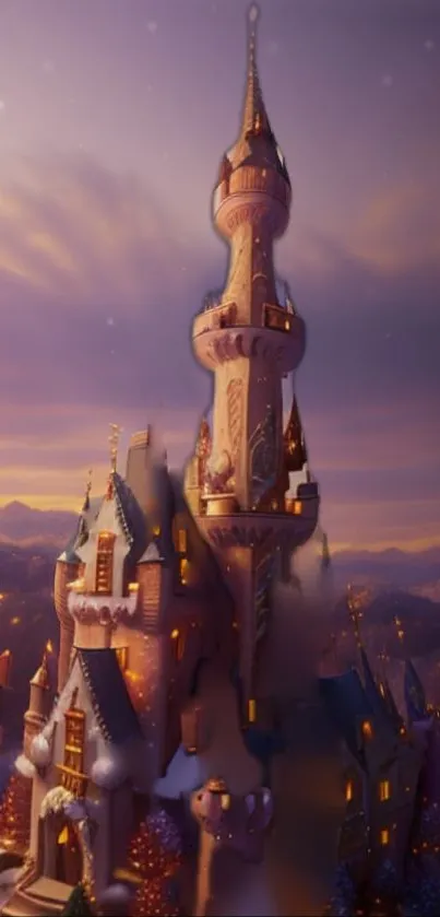 Enchanting castle under a twilight sky, perfect for a magical wallpaper.