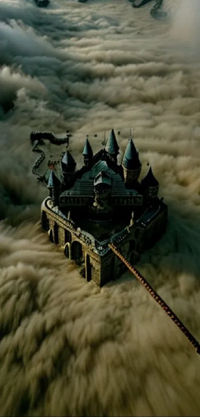 An enchanting castle floating in clouds.