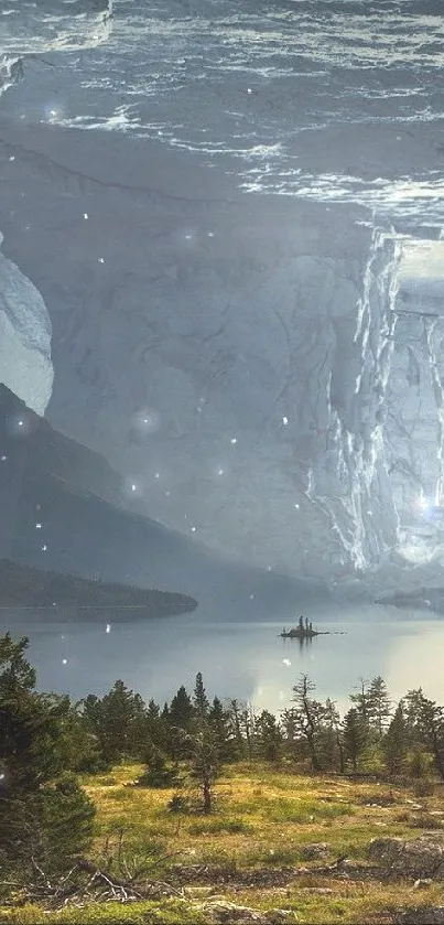 Enchanted cavern revealing serene natural landscape.