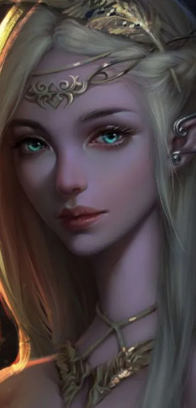 Enchanting fantasy elf art wallpaper with intricate details.