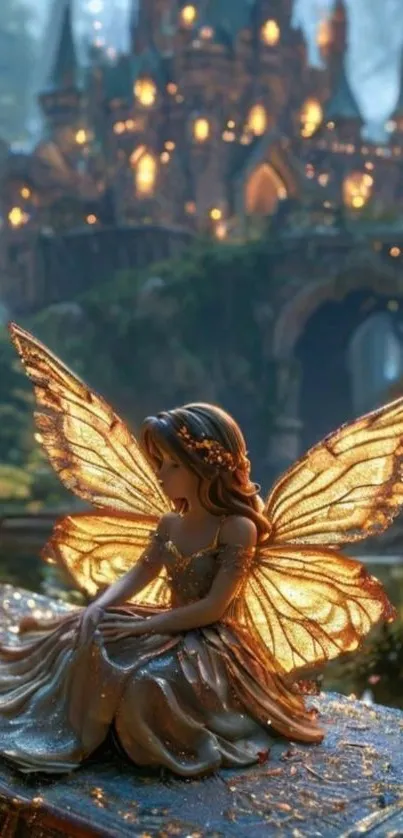 Enchanted fairy with glowing wings in a mystical forest background.