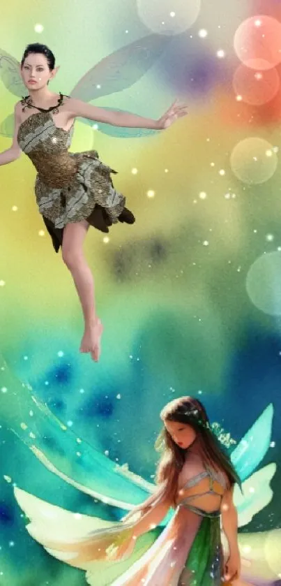 Enchanting fairy-themed mobile wallpaper with vibrant colors.