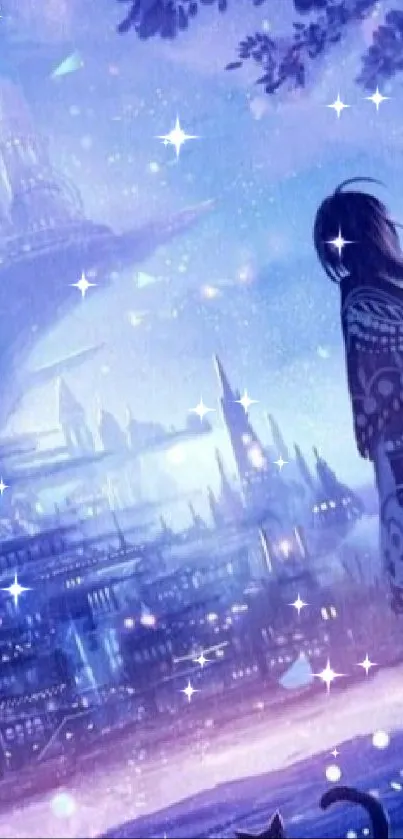 Fantasy cityscape artwork with magical elements.