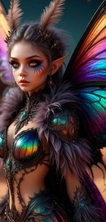 Fantasy fairy with vibrant butterfly wings.