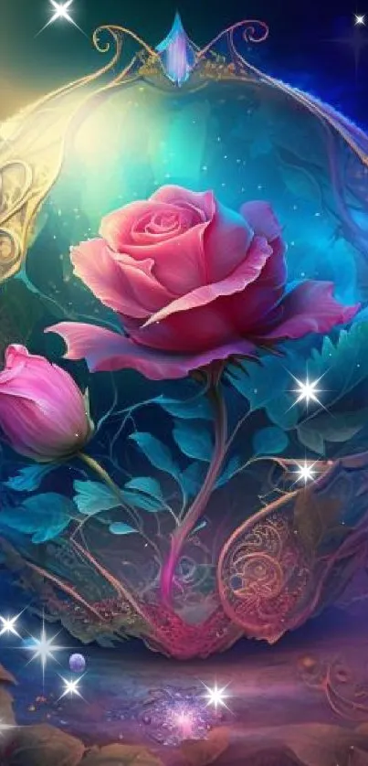 Enchanting rose with a mystical and magical surrounding.