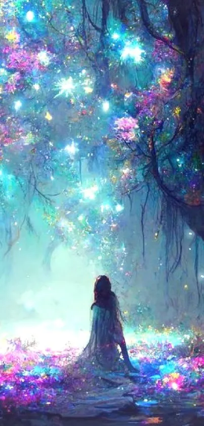 Enchanting glowing forest wallpaper with vibrant colors and a magical atmosphere.