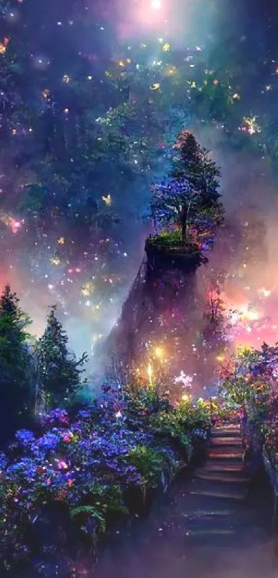 Enchanted forest wallpaper with vibrant colors and mystical scenery.