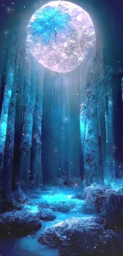 Mystical forest with moonlit ambiance.