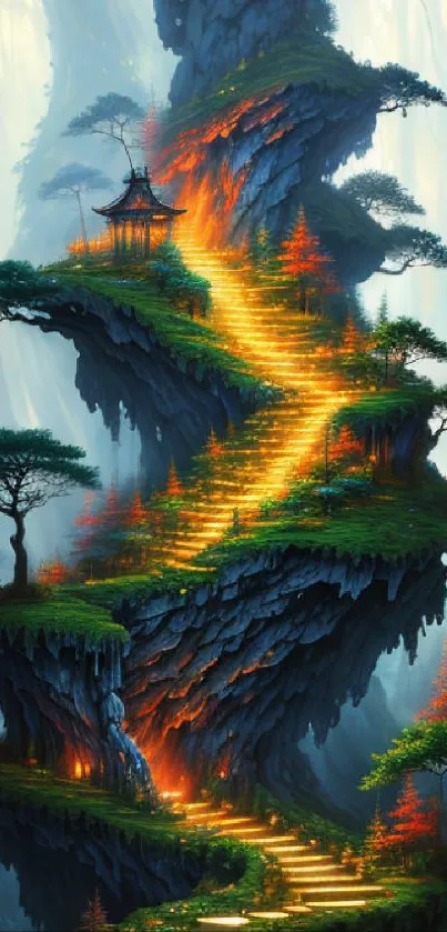 Magical forest pathway with vibrant colors and mystical ambiance.