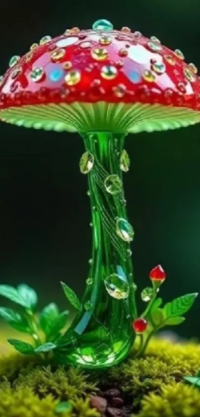 Jeweled glass mushroom with vibrant colors