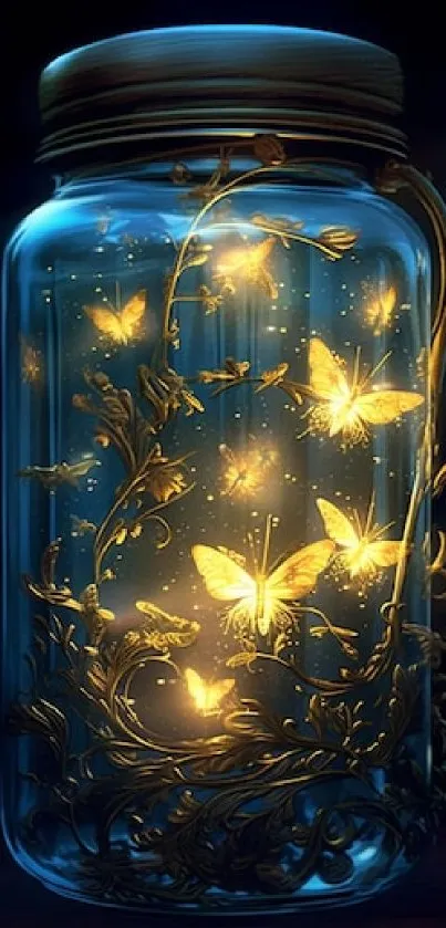 A jar of glowing butterflies creates magical illumination.