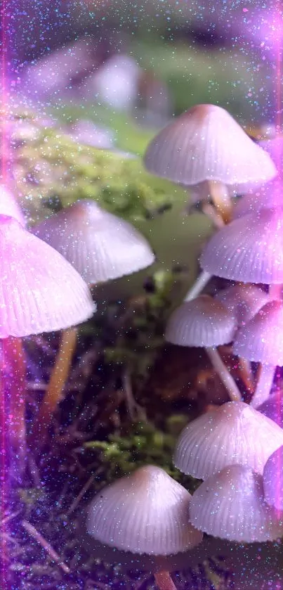 Enchanting purple-glow mushrooms in a fantasy forest scene.