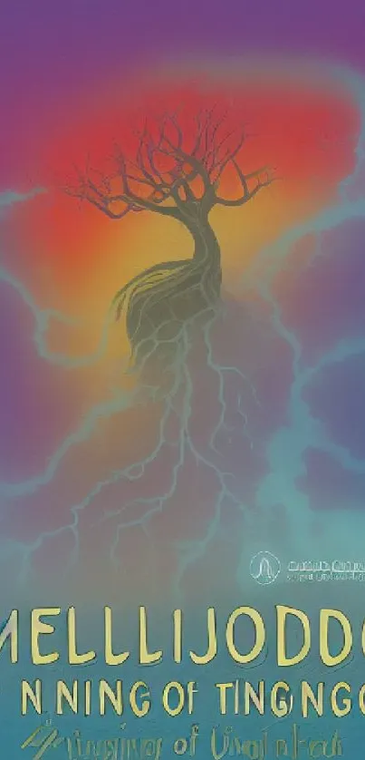 Mystical fantasy tree with vibrant colors.