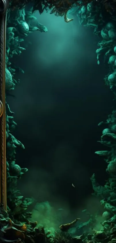 Intricate underwater portal art with mystical theme.