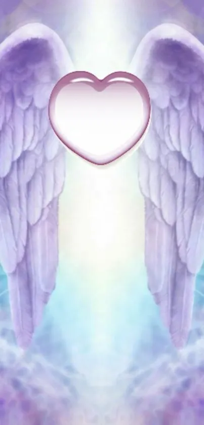 Mobile wallpaper with delicate angel wings and heart.