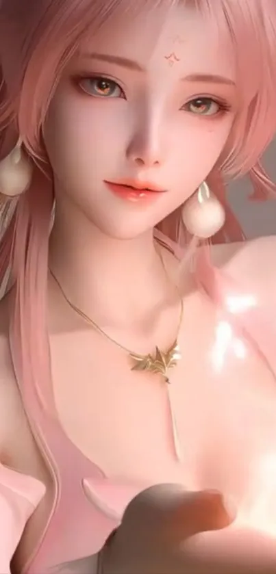 Anime character with pink hair and glowing effect