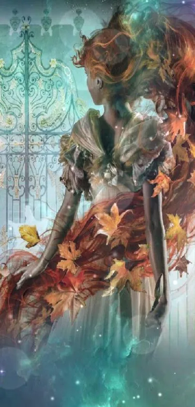 Mystical woman with leaves in a fantasy art setting.