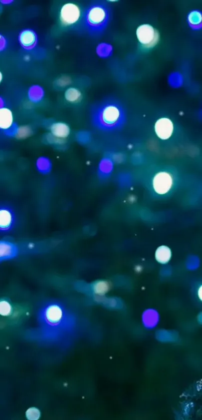 Enchanting blue bokeh lights create a dreamy and mystical mobile wallpaper background.