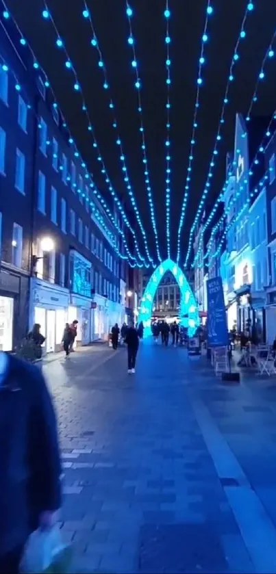 Festive blue Christmas lights on South Molton Street