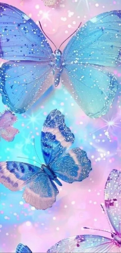 Colorful butterflies with shimmering wings.