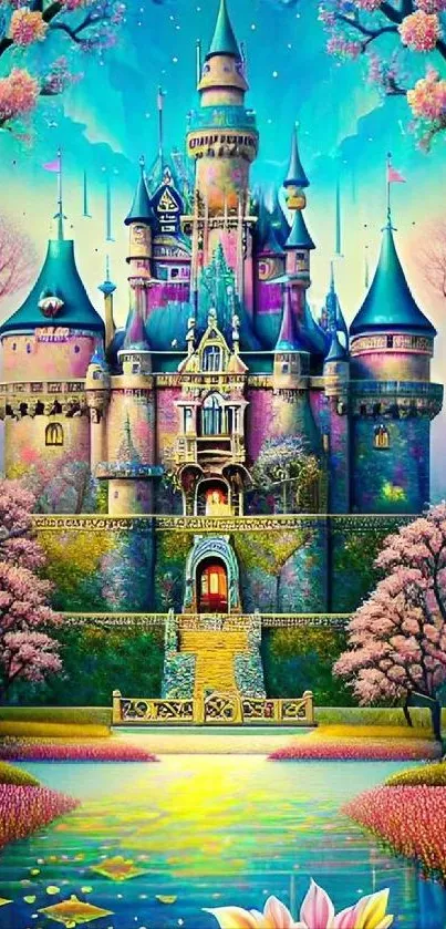 Enchanting fantasy castle with vibrant colors.