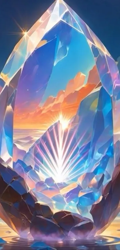 Enchanting crystal in magical fantasy setting.