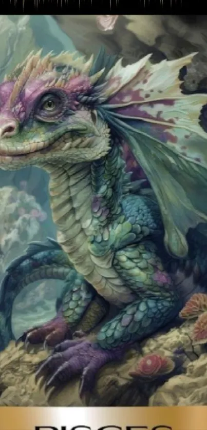 Mystical dragon art with colorful scales