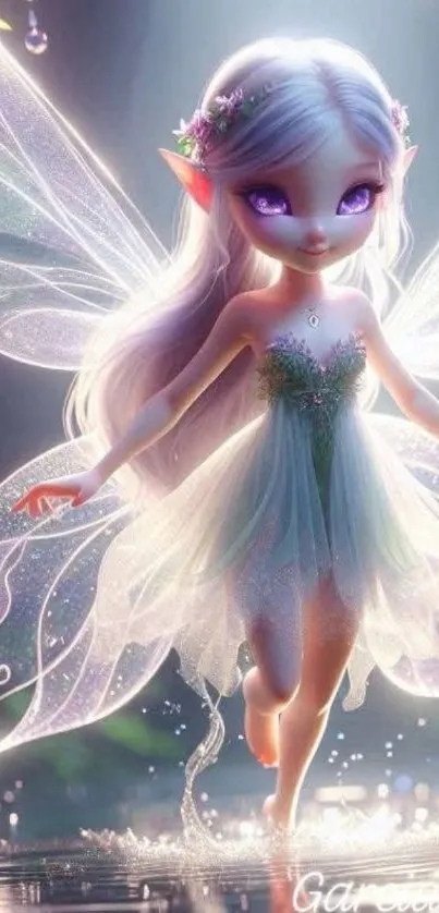 Ethereal fairy with wings and magical light