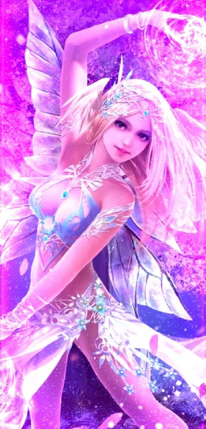 Fantasy fairy wallpaper with ethereal wings and a magical background.