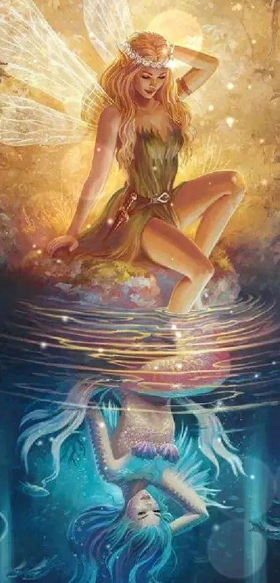 Enchanting fairy illustration with magical reflection.