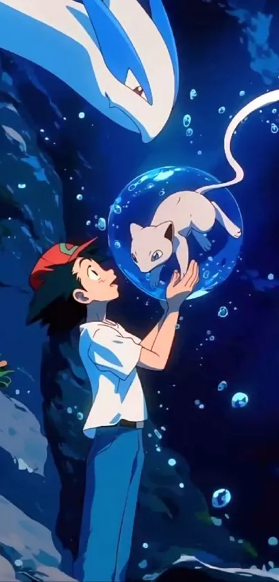 Anime fantasy scene with magical creatures and mystical setting.