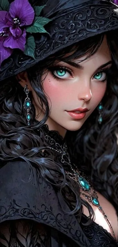 Fantasy art portrait of a woman with flowers.