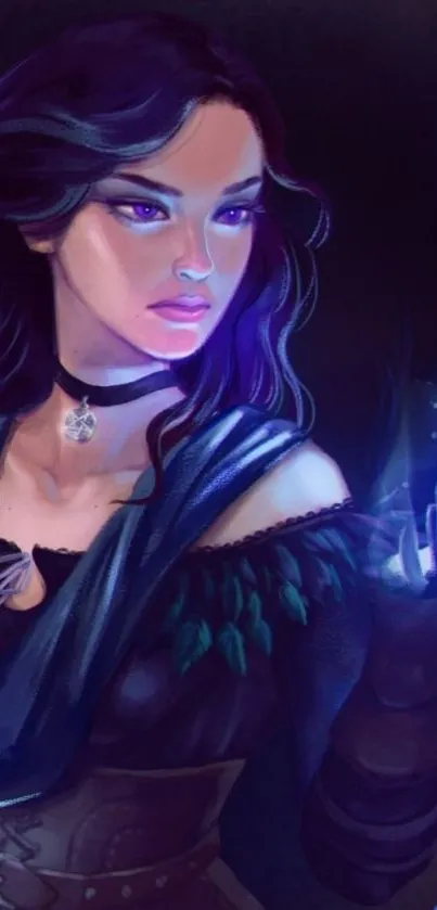 Dark-haired woman casting magical spell in vibrant fantasy art.