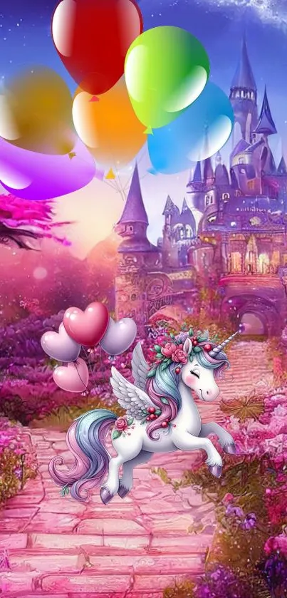 Magical fantasy castle under a mystical moonlit sky.