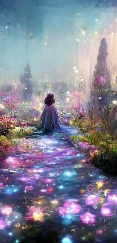 Fantasy garden wallpaper with vibrant colors and magical atmosphere.